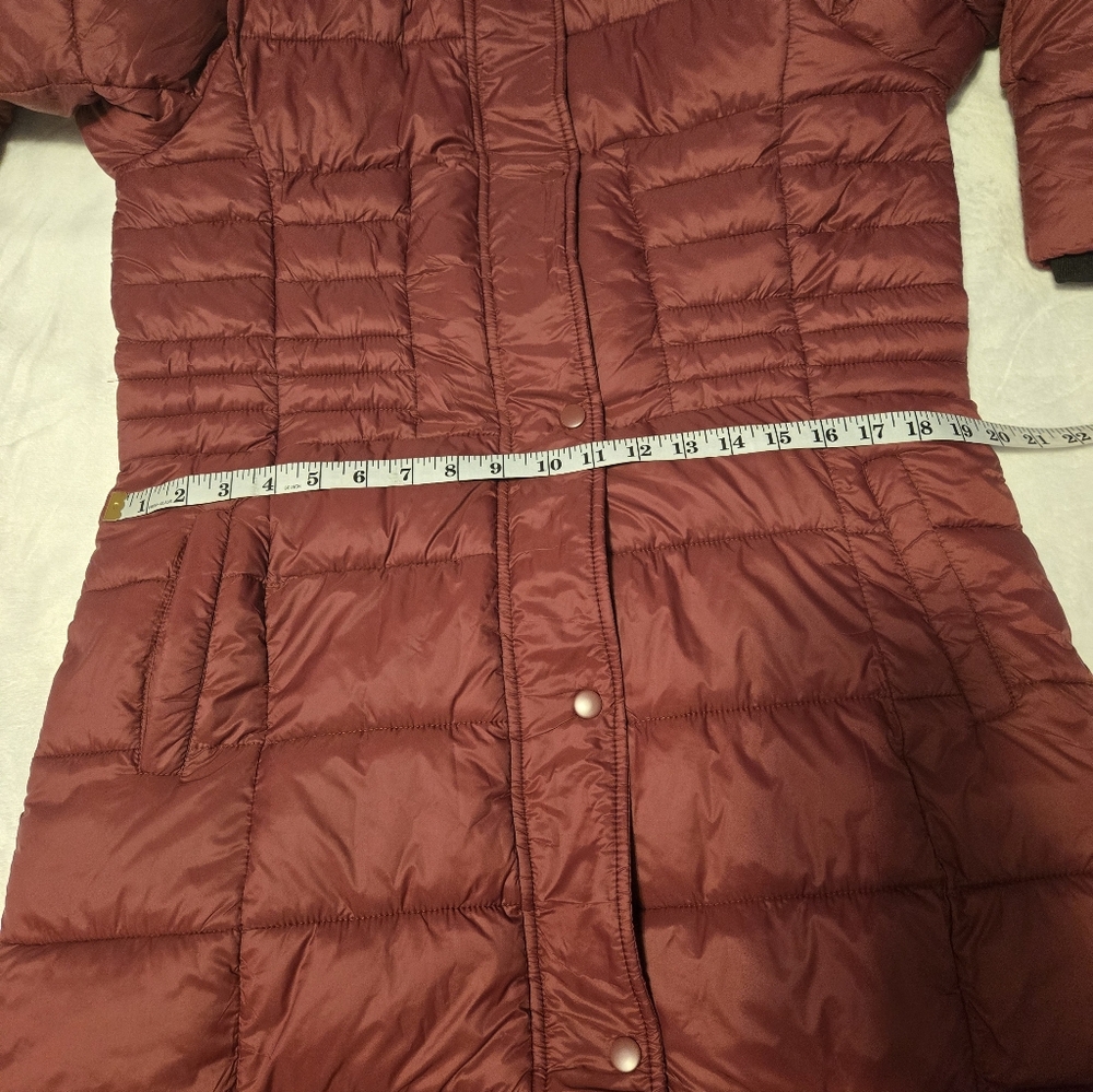 NWT Haute Edition Women's Long Padded Puffer Jacket with Faux Fur Lined Hood - Picture 6 of 16